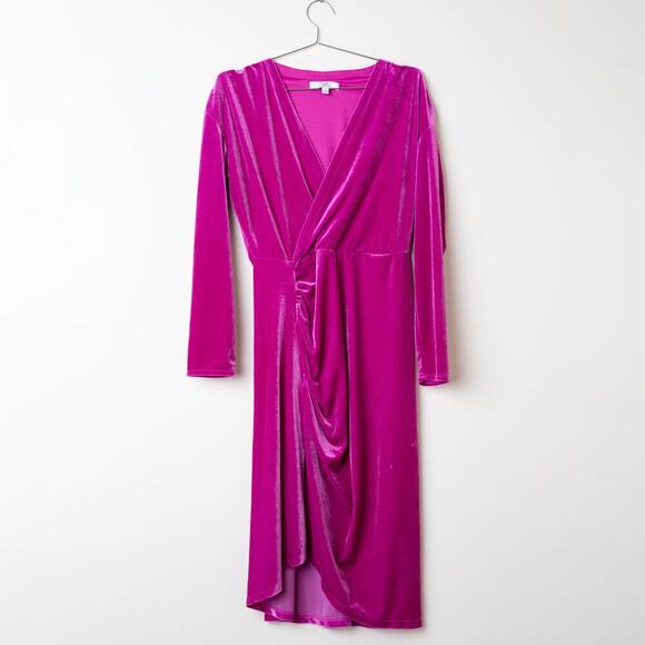 Atlein Collective Pink Velvet Ruched Dress - Size L - Picture 2 of 10